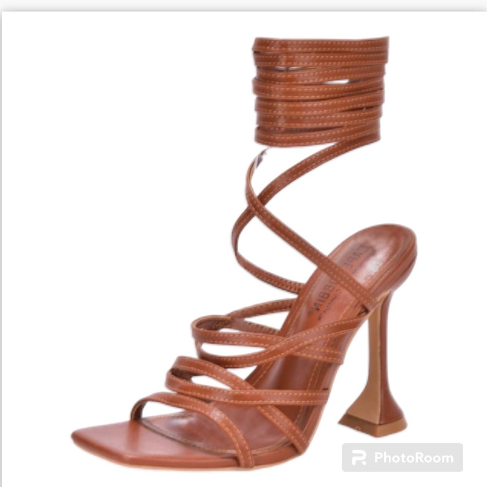 Cape Robbin Sexy Lace Up Wrap High Flared Heels Square Open Toe Size 6.5 NEW